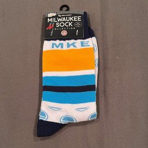 Milwaukee Wisconsin Stripe Socks - Blue, White & Yellow